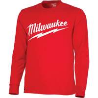 Heavy-Duty Long-Sleeved T-Shirt with Milwaukee&reg; Logo, Men's, Small, Red Sidevic Inc.