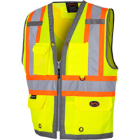 6673 Veste d'arpenteur au dos en maille avec fermeture &agrave; glissi&egrave;re, Jaune lime haute visibilit&eacute;, Petit, Polyester Sidevic Inc.