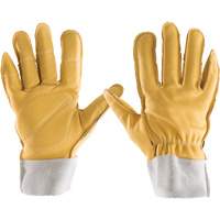 Gants tout cuir, 7/Petit, Paume en Cuir fleur, Poignet &eacute;lastique Sidevic Inc.