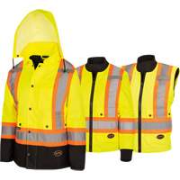 5021BBW Women's  7-in-1 Waterproof Jacket with Hood, Polyester/Polyurethane, High Visibility Lime-Yellow, X-Small Sidevic Inc.