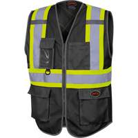 6959BK Veste de s&eacute;curit&eacute; haute visibilit&eacute; en tricot chaîne avec fermeture &agrave; glissi&egrave;re, Noir, T-petit, Polyester Sidevic Inc.