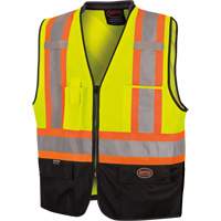 6895 Veste de s&eacute;curit&eacute; haute visibilit&eacute; bicolore avec fermeture &agrave; glissi&egrave;re sur tout le devant, Noir/Jaune lime haute visibilit&eacute;, 2T-Grand/3T-Grand, Polyester Sidevic Inc.