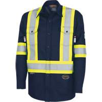 7742SF FR-TECH&reg; High-Visibility 88/12 Arc-Rated Safety Shirt, Small, Navy Blue Sidevic Inc.