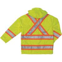 Manteau de s&eacute;curit&eacute; imperm&eacute;able en tissu ind&eacute;chirable Ripstop, Polyester, T-petit, Jaune lime haute visibilit&eacute; Sidevic Inc.