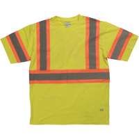 Chemise de s&eacute;curit&eacute; &agrave; manches courtes, Coton, T-petit, Jaune lime haute visibilit&eacute; Sidevic Inc.