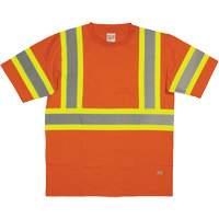 Chemise de s&eacute;curit&eacute; &agrave; manches courtes, Coton, T-petit, Orange haute visibilit&eacute; Sidevic Inc.