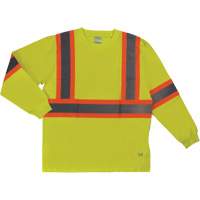 T-shirt de s&eacute;curit&eacute; &agrave; manches longues, Coton, T-petit, Jaune lime haute visibilit&eacute; Sidevic Inc.