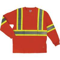T-shirt de s&eacute;curit&eacute; &agrave; manches longues, Coton, T-petit, Orange haute visibilit&eacute; Sidevic Inc.