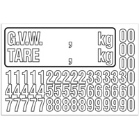 Trousse de num&eacute;rotation de la masse brute du v&eacute;hicule (MBV) pour camion, Num&eacute;ros/lettres/ponctuation assortis, Blanc Sidevic Inc.