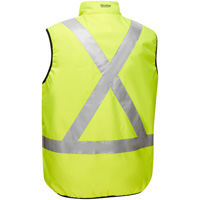 Veste bouffante r&eacute;versible avec X au dos Bisley, Jaune lime haute visibilit&eacute;, Petit, Polyester Sidevic Inc.
