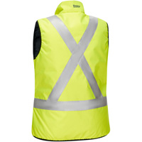 Veste bouffante, enveloppante et r&eacute;versible avec X au dos Bisley pour femmes, Jaune lime haute visibilit&eacute;, Petit, Polyester Sidevic Inc.