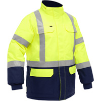 Manteau pour le froid extr&ecirc;me avec bas bleu marin et X au dos Bisley, Polyester, Jaune lime haute visibilit&eacute;, Moyen Sidevic Inc.