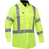 Bisley&reg; X-Back Long Sleeve Work Shirt with X-Airflow, Poly-Cotton, Small, High Visibility Lime-Yellow Sidevic Inc.