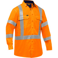 Bisley&reg; X-Back Long Sleeve Work Shirt with X-Airflow, Poly-Cotton, Small, High Visibility Orange Sidevic Inc.
