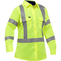 Bisley&reg; X-Back Women's Long Sleeve Work Shirt with X-Airflow, Poly-Cotton, Small, High Visibility Lime-Yellow Sidevic Inc.