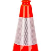 C&ocirc;ne de signalisation de premi&egrave;re qualit&eacute;, 18", Orange, Bande(s) r&eacute;fl&eacute;chissante(s) 6" Sidevic Inc.