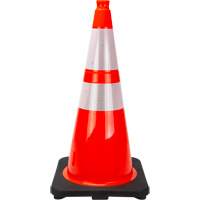 C&ocirc;ne de signalisation de premi&egrave;re qualit&eacute;, 28", Orange, Bande(s) r&eacute;fl&eacute;chissante(s) 4" & 6" Sidevic Inc.