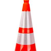 C&ocirc;ne de signalisation de premi&egrave;re qualit&eacute;, 28", Orange, Bande(s) r&eacute;fl&eacute;chissante(s) 4" & 6" Sidevic Inc.