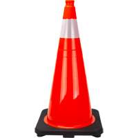 C&ocirc;ne de signalisation de premi&egrave;re qualit&eacute;, 28", Orange, Bande(s) r&eacute;fl&eacute;chissante(s) 4" Sidevic Inc.