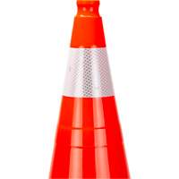 C&ocirc;ne de signalisation de premi&egrave;re qualit&eacute;, 28", Orange, Bande(s) r&eacute;fl&eacute;chissante(s) 4" Sidevic Inc.