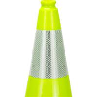 C&ocirc;ne de signalisation de premi&egrave;re qualit&eacute;, 18", Vert lime, Bande(s) r&eacute;fl&eacute;chissante(s) 6" Sidevic Inc.