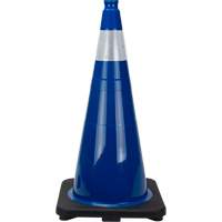 C&ocirc;ne de signalisation de premi&egrave;re qualit&eacute;, 28", Bleu, Bande(s) r&eacute;fl&eacute;chissante(s) 4" Sidevic Inc.