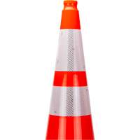 C&ocirc;ne de signalisation de premi&egrave;re qualit&eacute;, 36", Orange, Bande(s) r&eacute;fl&eacute;chissante(s) 4" & 6" Sidevic Inc.