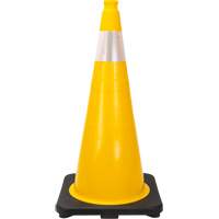 C&ocirc;ne de signalisation de premi&egrave;re qualit&eacute;, 28", Jaune, Bande(s) r&eacute;fl&eacute;chissante(s) 4" Sidevic Inc.
