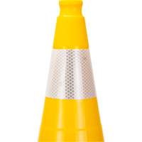 C&ocirc;ne de signalisation de premi&egrave;re qualit&eacute;, 28", Jaune, Bande(s) r&eacute;fl&eacute;chissante(s) 4" Sidevic Inc.