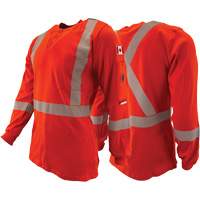 Atlas Guardian&reg; FR/AR Henley Shirts with 2" Striping, X-Small, High Visibility Orange Sidevic Inc.