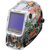 VIKING 3350 Hot Rodders Welding Helmet, 3.74" L x 3.34" W View Area, 5 - 13 Shade Range Sidevic Inc.