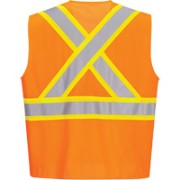 Veste de s&eacute;curit&eacute; &agrave; bandes contrastantes, Orange haute visibilit&eacute;, Petit, Polyester Sidevic Inc.