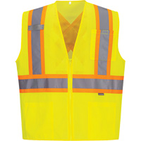 Veste de s&eacute;curit&eacute; &agrave; bandes contrastantes, Jaune lime haute visibilit&eacute;, Petit, Polyester Sidevic Inc.