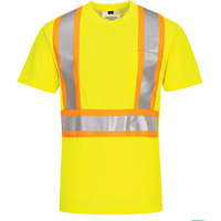Contrast-Striped Safety T-Shirt, Polyester, Small, High Visibility Lime-Yellow Sidevic Inc.