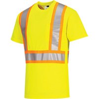 Contrast-Striped Safety T-Shirt, Polyester, Small, High Visibility Lime-Yellow Sidevic Inc.