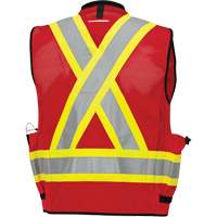 6678 Veste d'arpenteur antimicrobienne haute visibilit&eacute; avec dos en maille, Rouge, Petit, Polyester Sidevic Inc.