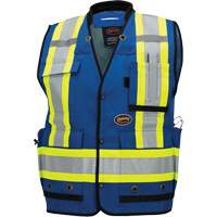 6681 Veste d'arpenteur antimicrobienne haute visibilit&eacute; avec dos en maille, Bleu royal, Petit, Polyester Sidevic Inc.
