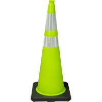 C&ocirc;ne de signalisation de premi&egrave;re qualit&eacute;, 36", Vert lime, Bande(s) r&eacute;fl&eacute;chissante(s) 4" & 6" Sidevic Inc.