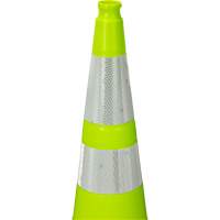 C&ocirc;ne de signalisation de premi&egrave;re qualit&eacute;, 36", Vert lime, Bande(s) r&eacute;fl&eacute;chissante(s) 4" & 6" Sidevic Inc.