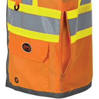 Veste de s&eacute;curit&eacute; pour arpenteur Pioneer avec fermeture &agrave; glissi&egrave;re et dos en maille, Orange haute visibilit&eacute;, Petit, Polyester Sidevic Inc.