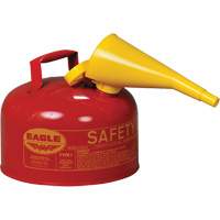 Bidon de s&eacute;curit&eacute; pour les produits inflammables avec entonnoir, Type I, Acier galvanis&eacute;, 2,5 gal. US, Rouge, Homologu&eacute; FM/List&eacute; UL/ULC Sidevic Inc.