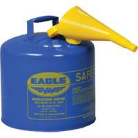 Bidon de s&eacute;curit&eacute; pour le k&eacute;ros&egrave;ne avec entonnoir, Type I, Acier galvanis&eacute;, 5 gal. US, Bleu, Homologu&eacute; FM/List&eacute; UL/ULC Sidevic Inc.
