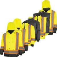 Parka de s&eacute;curit&eacute; d'hiver imperm&eacute;able 7-en-1 5057 Pioneer Yukon, Polyester, Noir/Jaune lime haute visibilit&eacute;, T-petit Sidevic Inc.