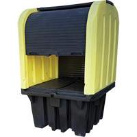 Yellow Roll Top Hardcover Spill Pallet, 65" L x 65" W x 101" H, 5000 lbs. Load Capacity Sidevic Inc.