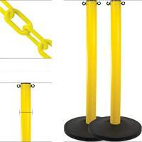 Ensemble de montants industriels avec chaîne en plastique, Hauteur de 37", Jaune Sidevic Inc.
