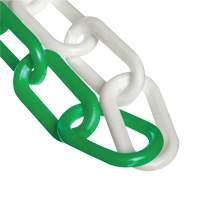 Chaîne de barri&egrave;re en plastique &agrave; deux couleurs, Vert/Blanc, Maillon de 2", 500' de long Sidevic Inc.