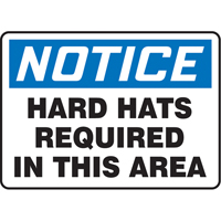"Hard Hats Required" Sign, 7" x 10", Vinyl, English Sidevic Inc.
