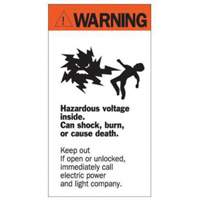 "Warning Hazardous Voltage" Sign, 8" x 4-1/2", Acrylic, English with Pictogram Sidevic Inc.