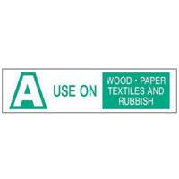 "A Use on Wood Paper Textiles and Rubbish" Labels, 6" L x 1-1/2" W, Green on White Sidevic Inc.