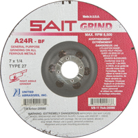 A24R Long Life Grinding Wheel, 7" x 1/4", 7/8" Arbor, Aluminum Oxide, Type 27 Sidevic Inc.
